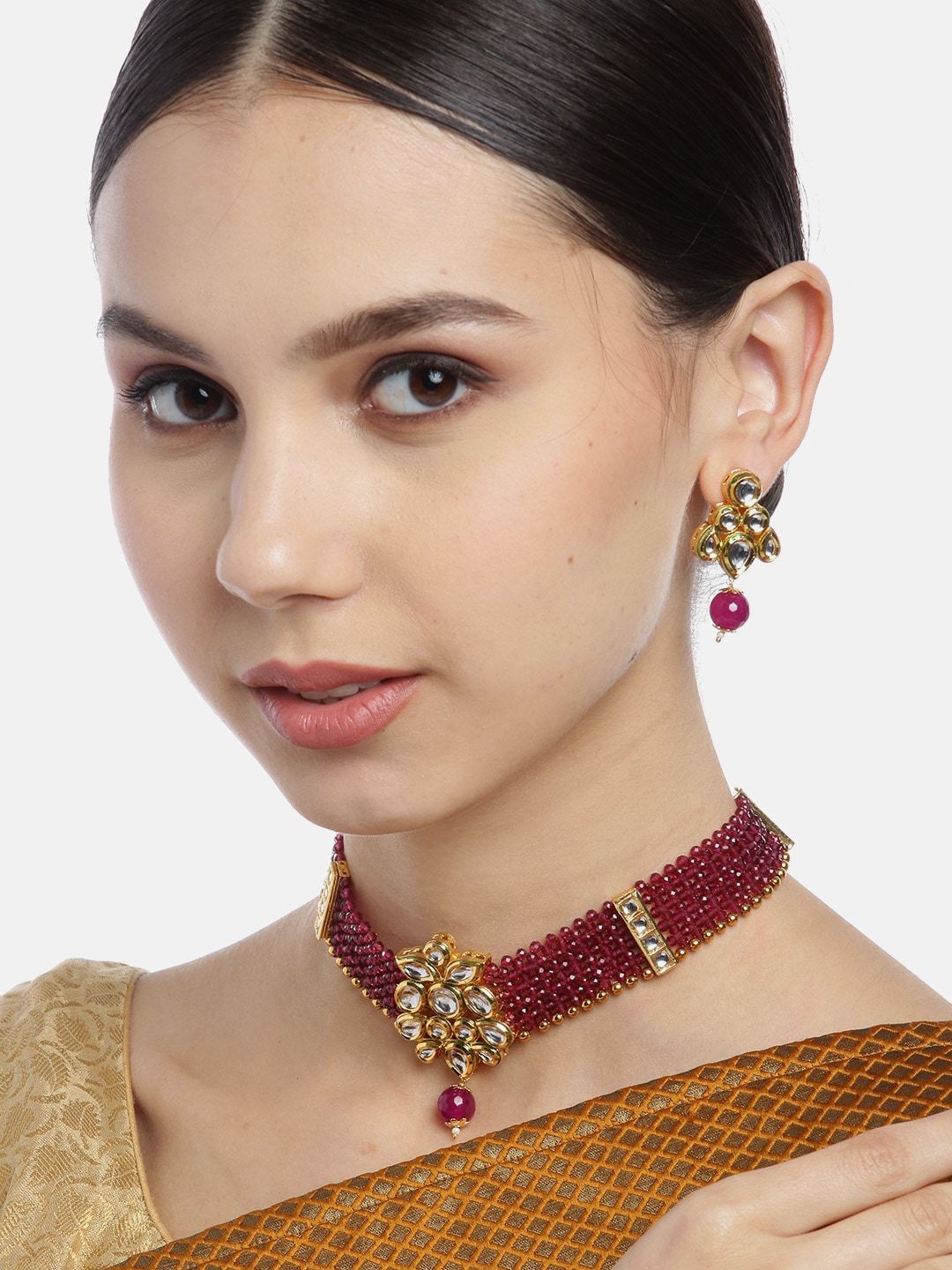 Maroon Kundan Handcrafted Choker Set
