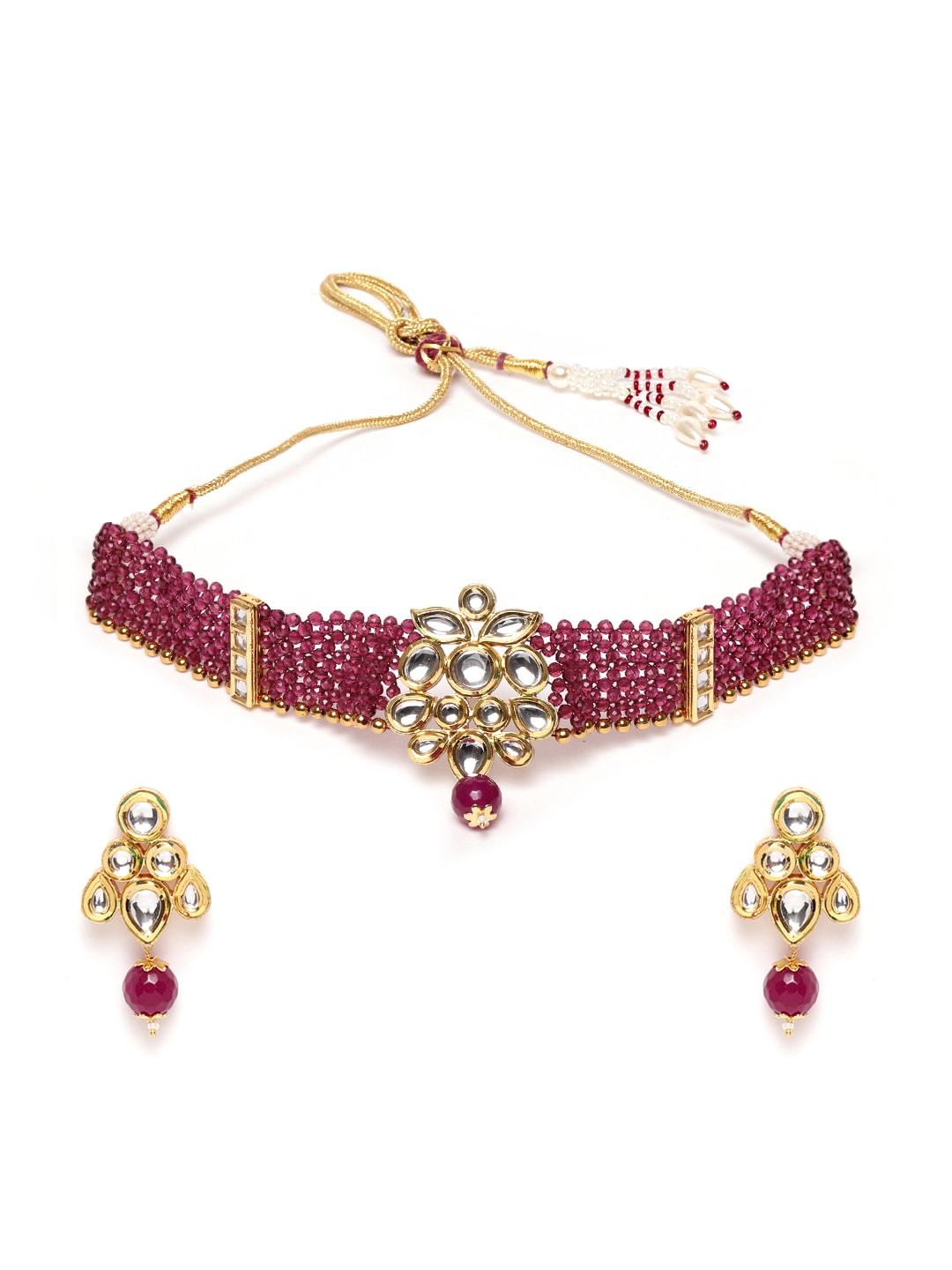 Maroon Kundan Handcrafted Choker Set
