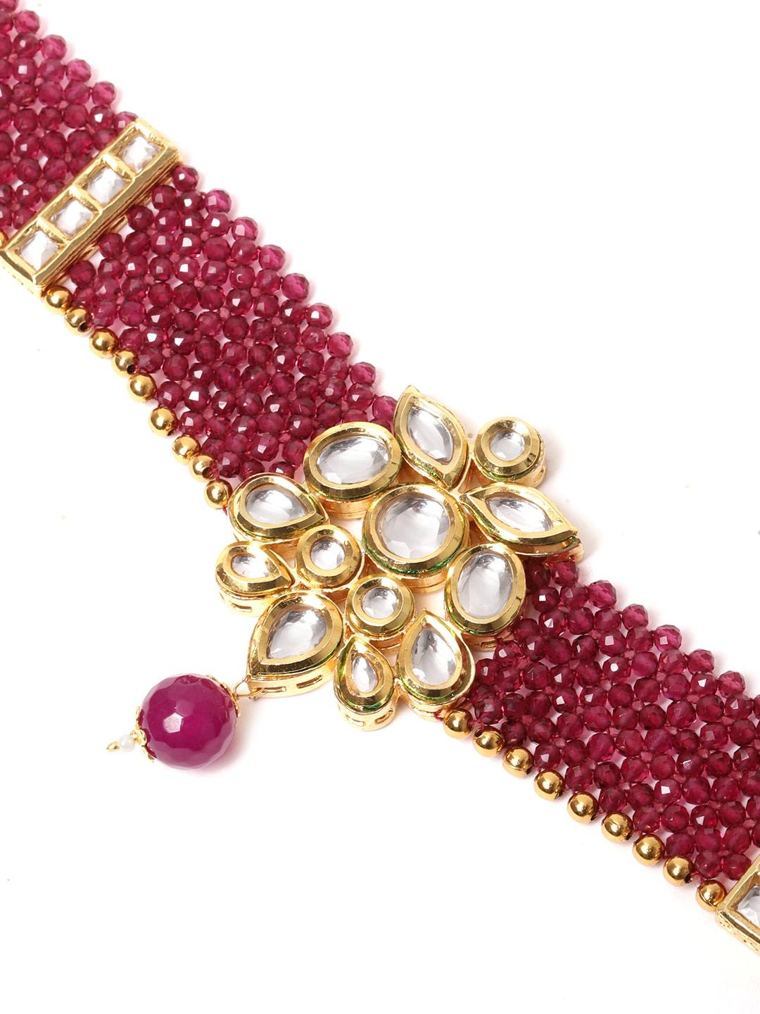 Maroon Kundan Handcrafted Choker Set