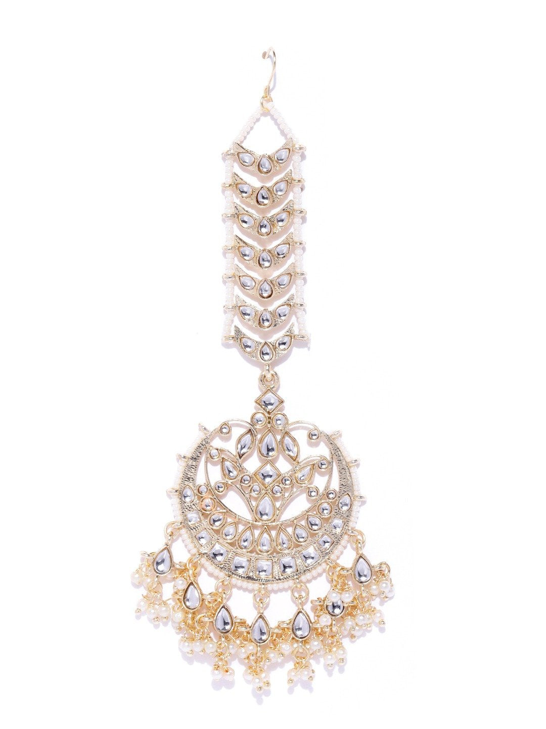 Gold Plated Kundan & Beads Maang Tikka Set