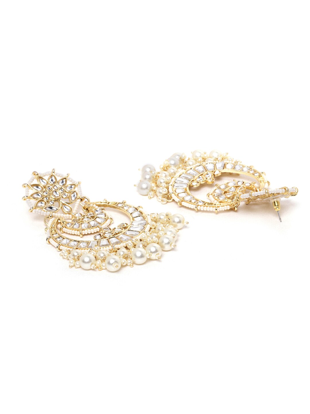 Off-White Studded & Beaded Handcrafted Chandbalis