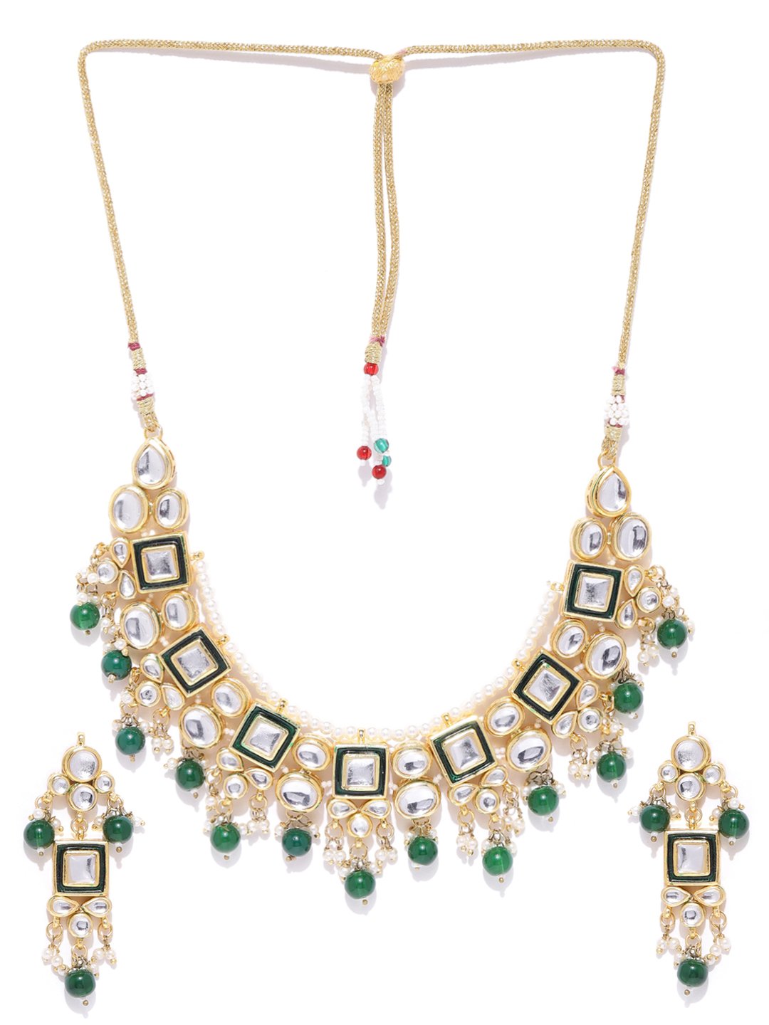 Green Kundan & Beaded Necklace Set