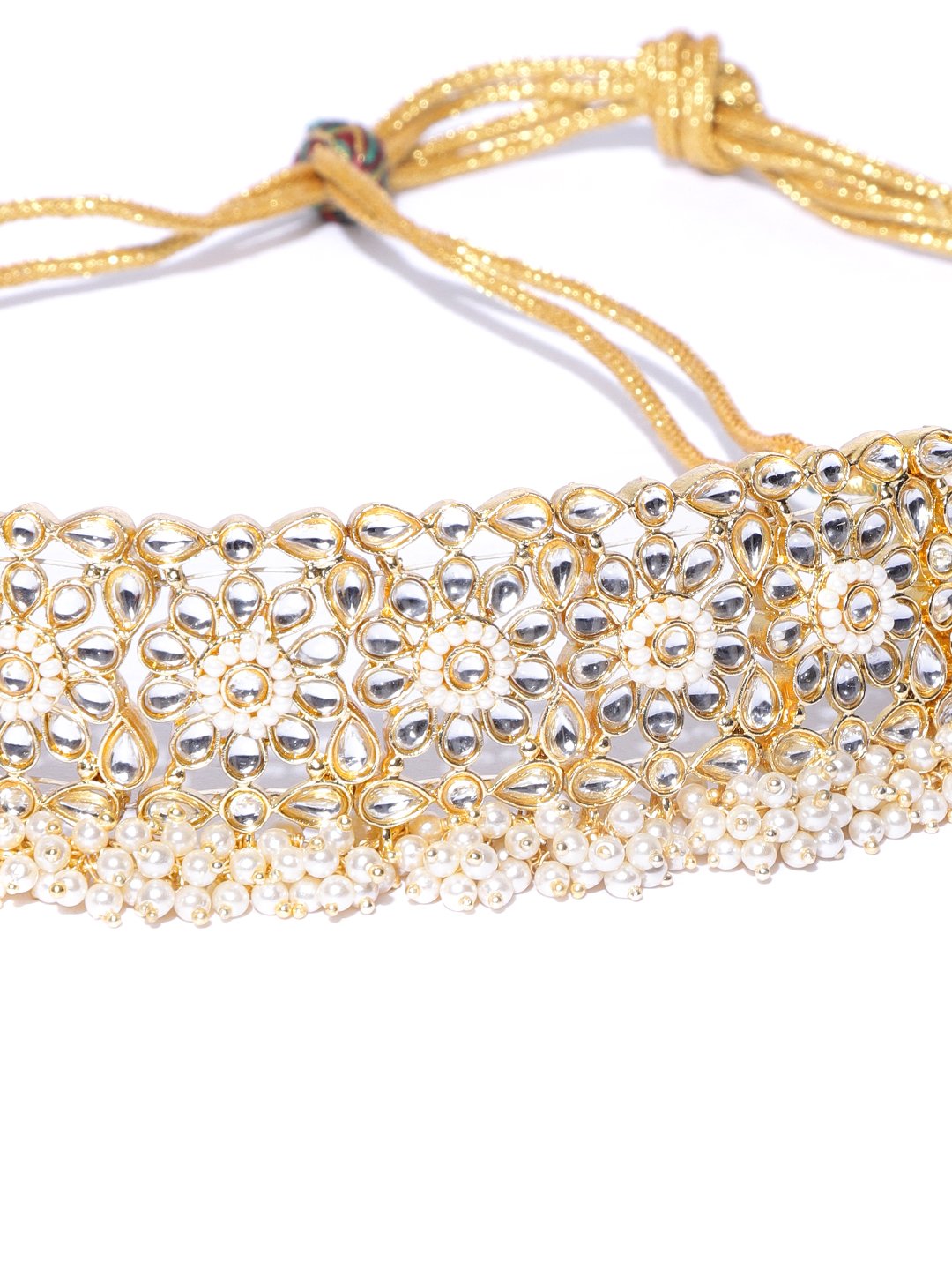 Off-White Beaded Flower Necklace Set