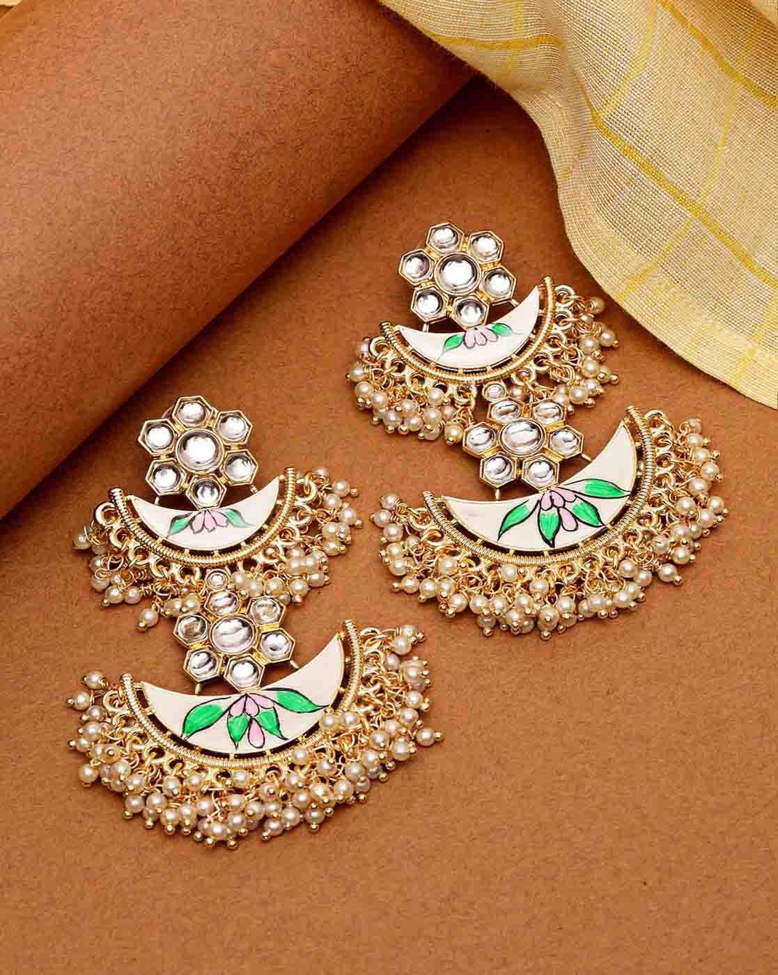 Pink & Green Flower Chandbalis