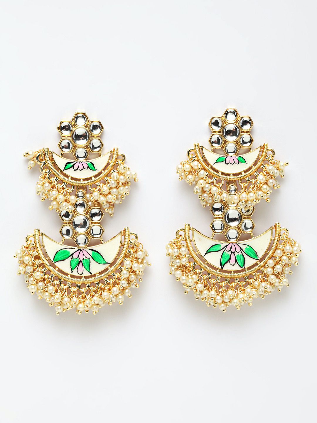 Pink & Green Flower Chandbalis