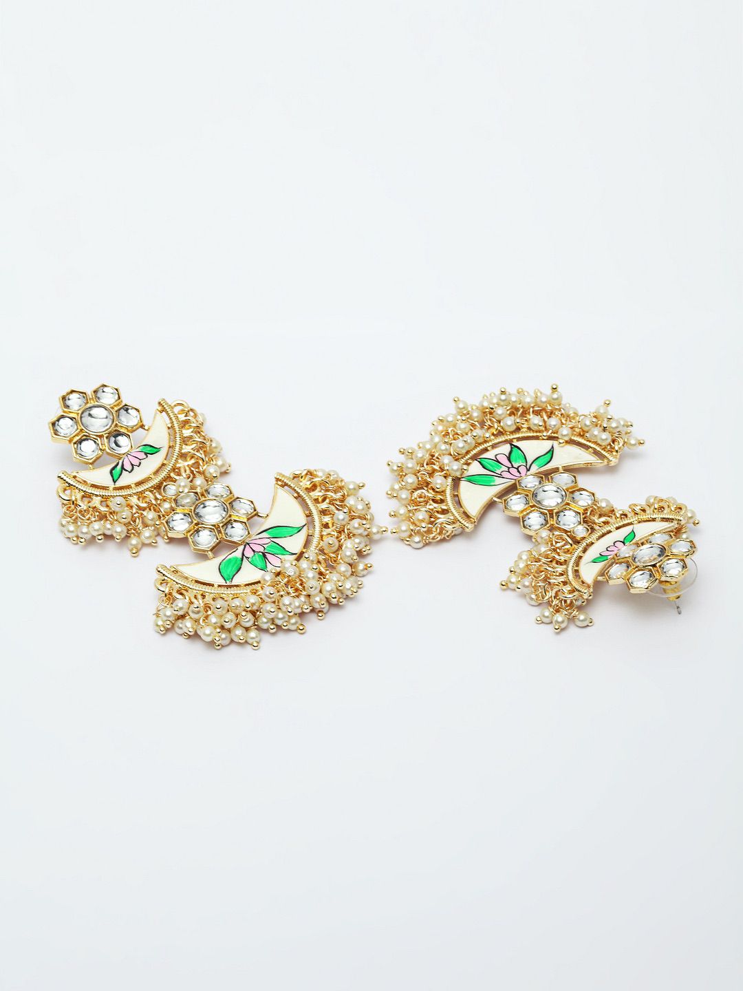 Pink & Green Flower Chandbalis