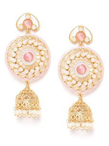 Light Pink & Gold Floral Handcrafted Earring