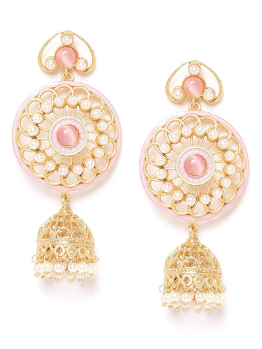 Light Pink & Gold Floral Handcrafted Earring