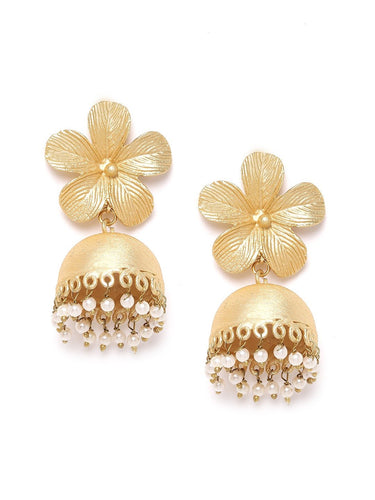 Small Handcrafted Gold Flower Jhumki