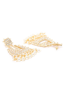 Off-White Gold Plated Kundan Drop Earrings