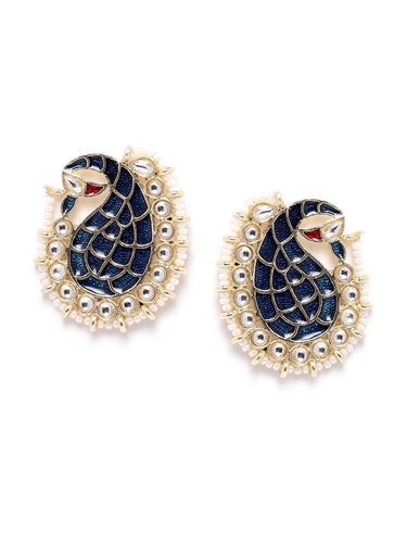 Dark Blue Handcrafted Peacock Earrings