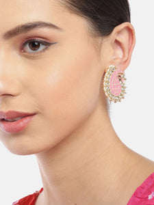 Pink Handcrafted Peacock Earrings