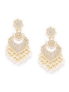 Golden Kundan & Pearl Drop Earrings