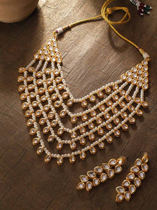 Off-White Kundan & Beaded Multi-Strand Necklace Set