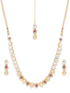 Kundan Studded Necklace & Tikka Set