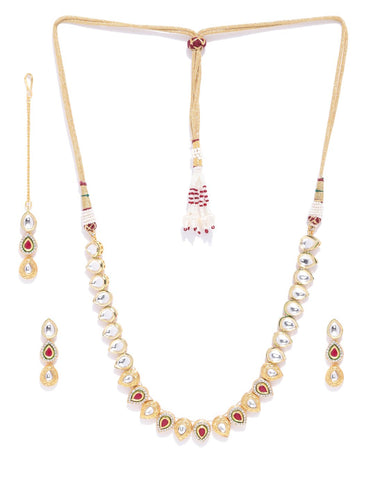 Kundan Studded Necklace & Tikka Set