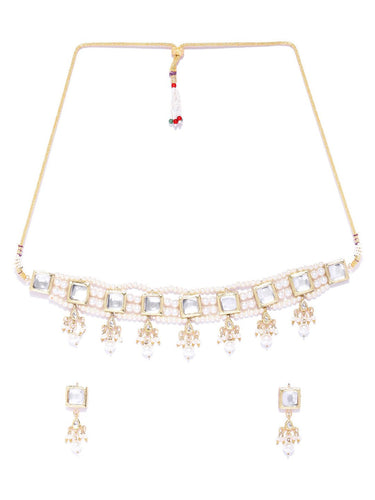 White Pearl Handcrafted Choker Necklace Set