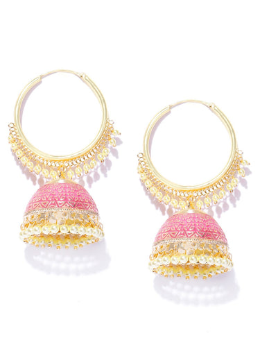 Pink & Gold Hoop Jhumka