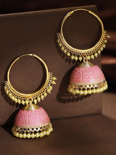 Pink & Gold Hoop Jhumka
