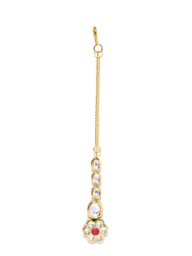 Kundan Flower Necklace Earring & Tikka Set
