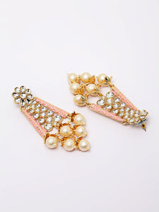 Baby Pink Stone Studded Danglers