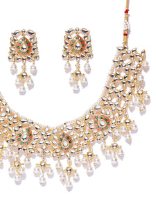 Kundan with Pearls Petal Necklace & Earring Set